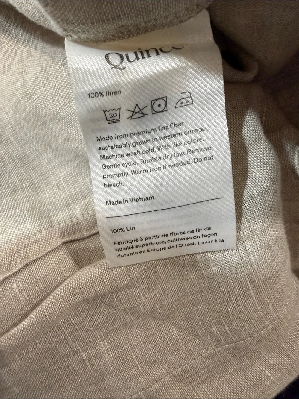 Quince 100% European Linen Wide Leg Pants Flax 14 NWOT